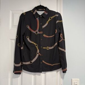 J. McLaughlin Black and Gold Long Sleeve Tee